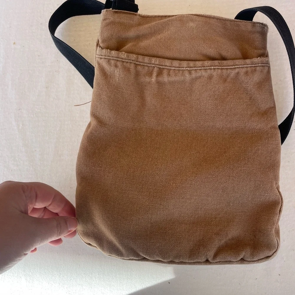KAVU Tan Crossbody Bag with Patterned Trim